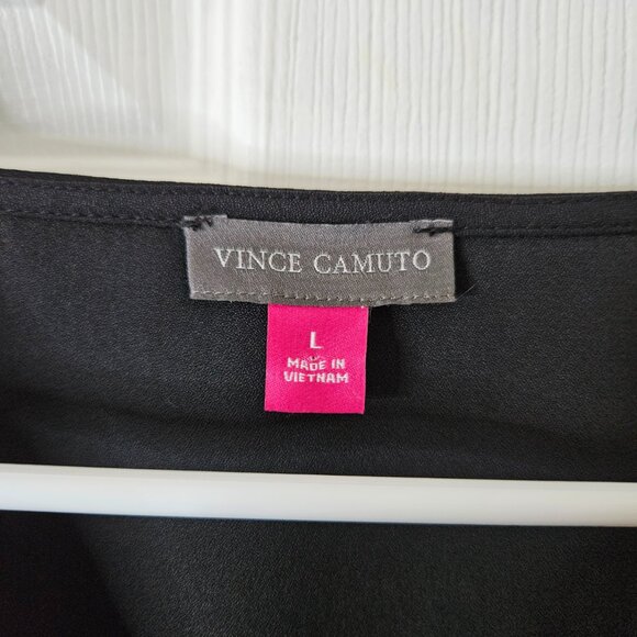 Vince Camuto Top Blouse Womens Sz L Short Balloon Sleeves V-Neck Placket NWT - Picture 3 of 9